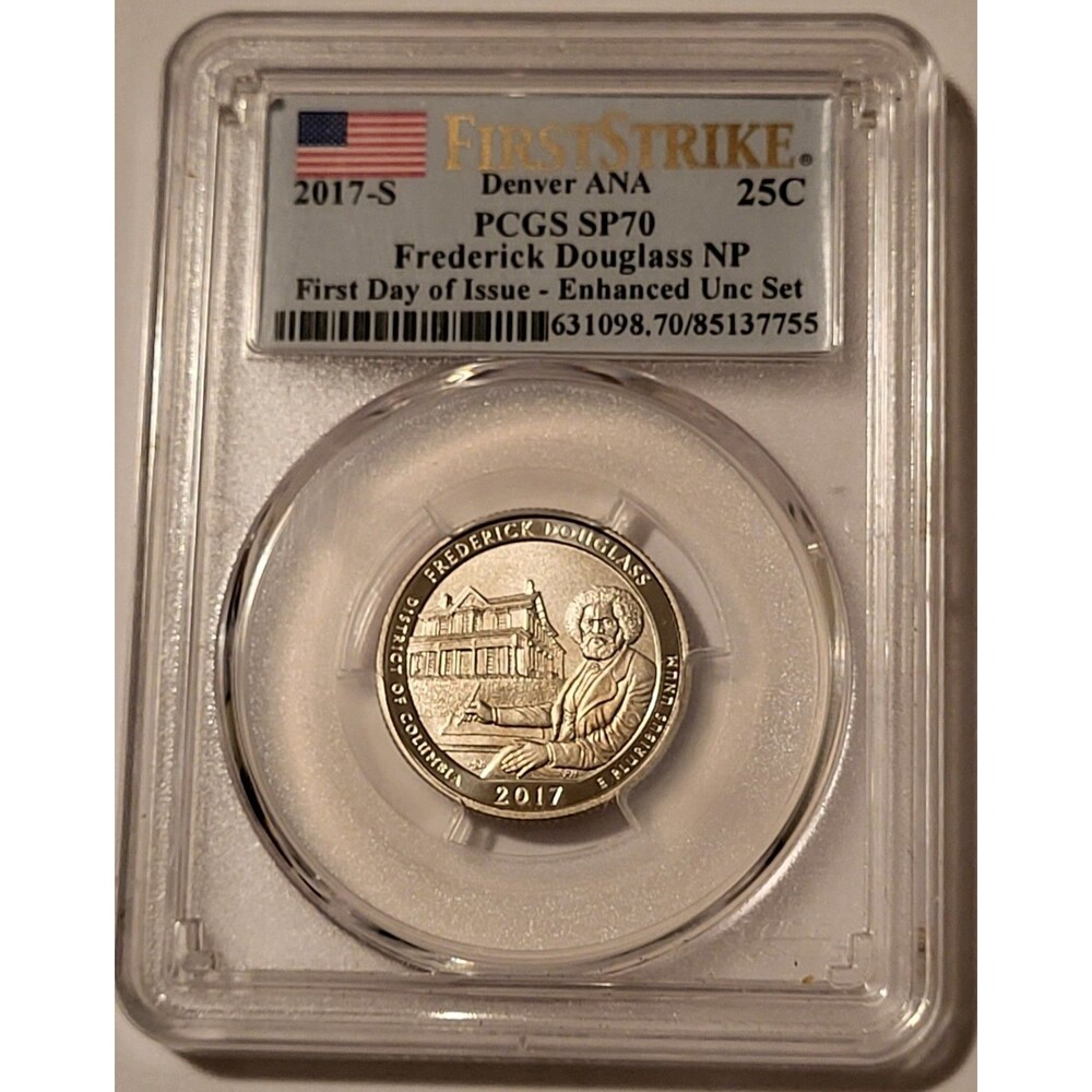 2017 S Frederick Douglass NP Quarter Enhanced SP70 PCGS FS Denver ANA